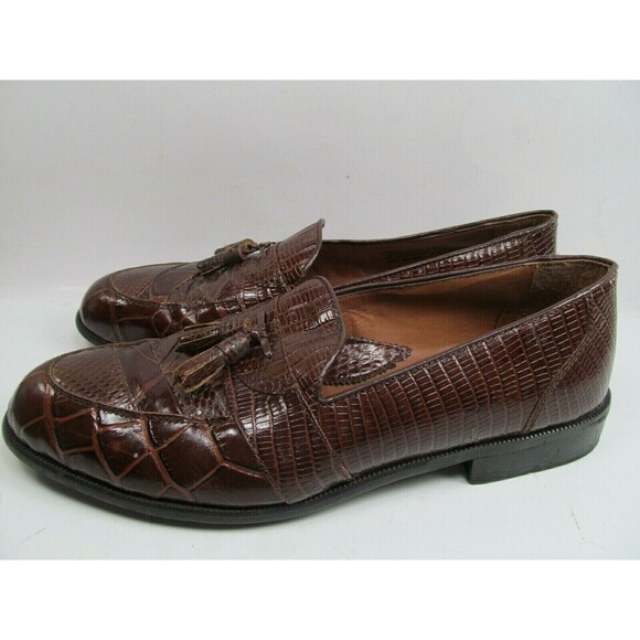 Stacy Adams Genuine Snake Full Strap Tassel Loafers Mens Brown Size US 11 M - Picture 5 of 9
